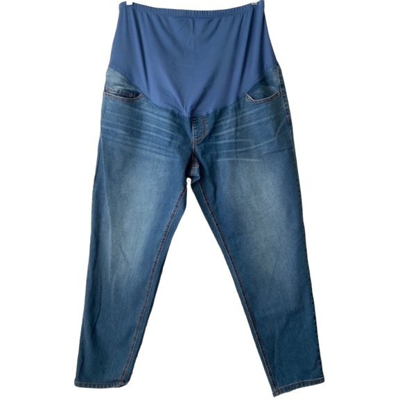 New Love Fire Maternity Jeans Blue Full Panel Coverage Mama Baby Denim XXL - Picture 1 of 7